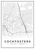 Street map poster of Cockfosters, Enfield, London
