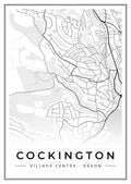 Street map poster of Cockington village centre, Devon