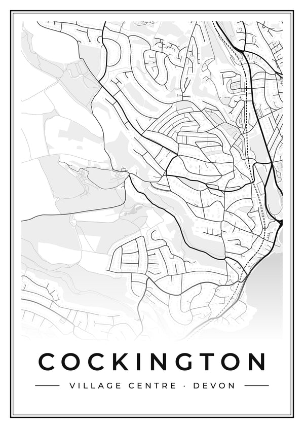 Cockington Village Centre Street Map Poster