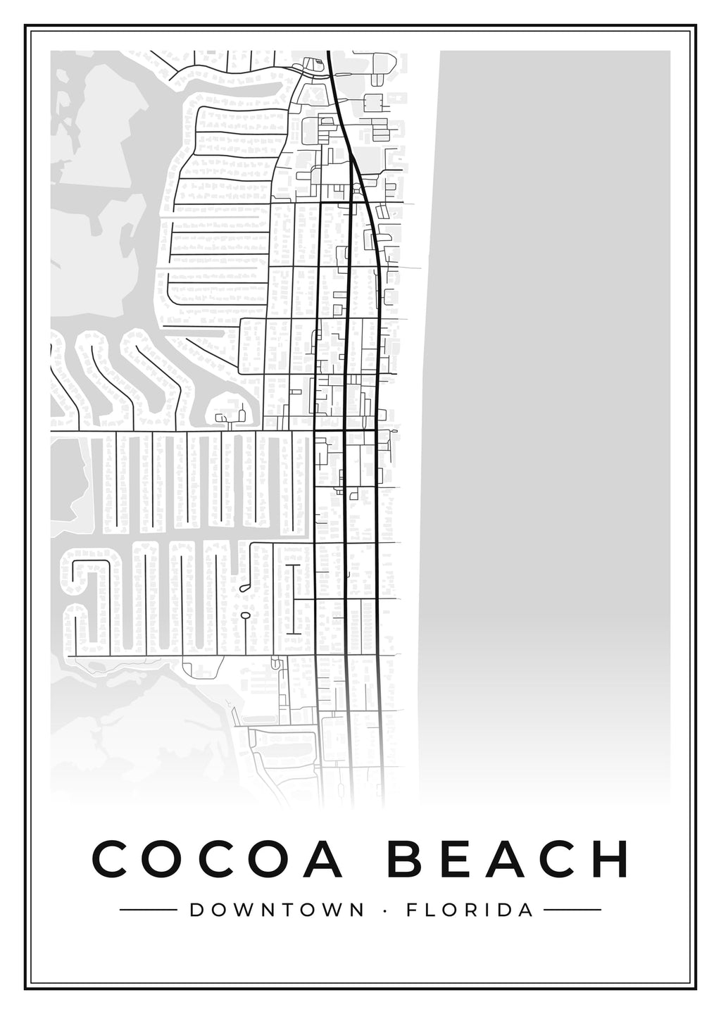 Street map poster of downtown Cocoa Beach, Florida
