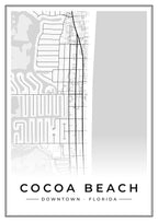 Street map poster of downtown Cocoa Beach, Florida