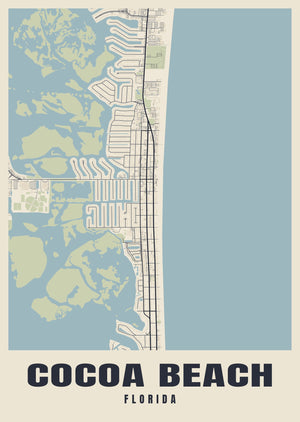 Cocoa Beach Street Map Poster