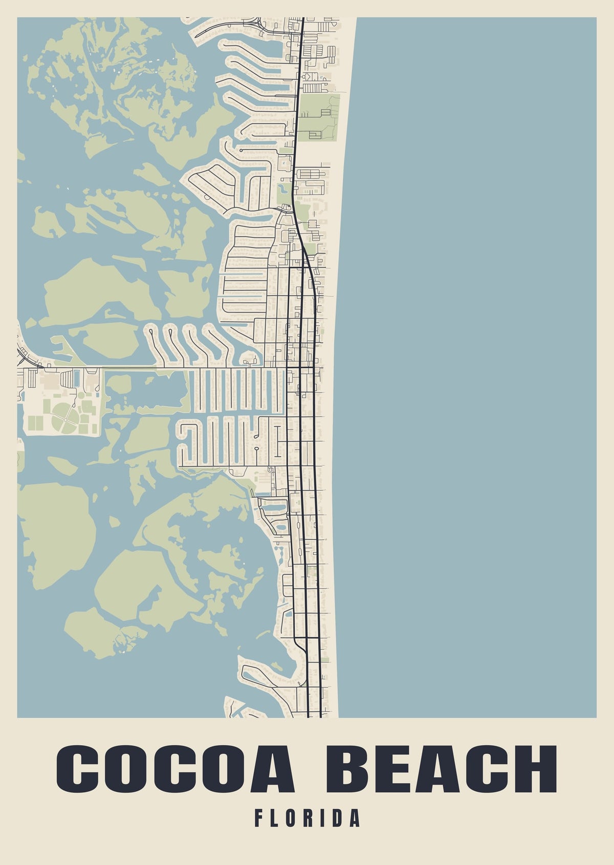 Street map poster of Cocoa Beach, Florida