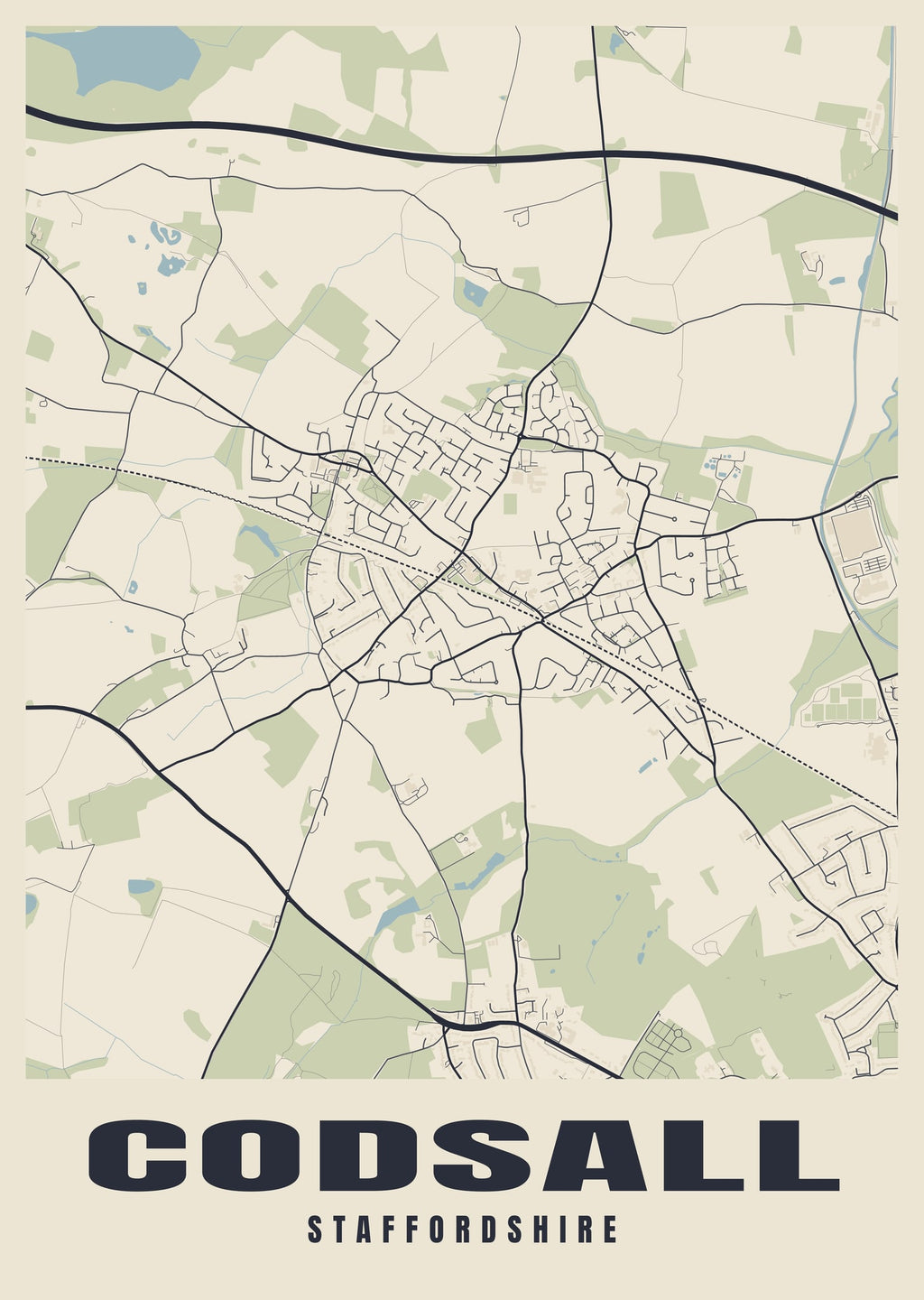 Street map poster of Codsall, Staffordshire