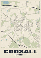 Street map poster of Codsall, Staffordshire
