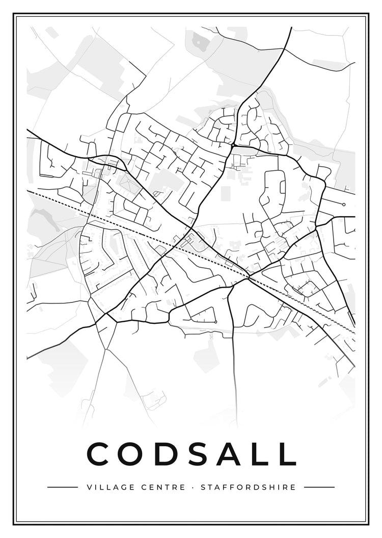 Codsall Village Centre Street Map Poster