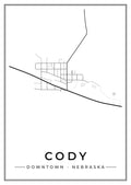 Street map poster of downtown Cody, Nebraska