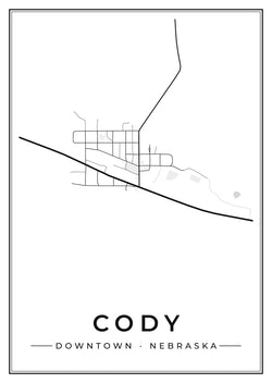 Street map poster of downtown Cody, Nebraska