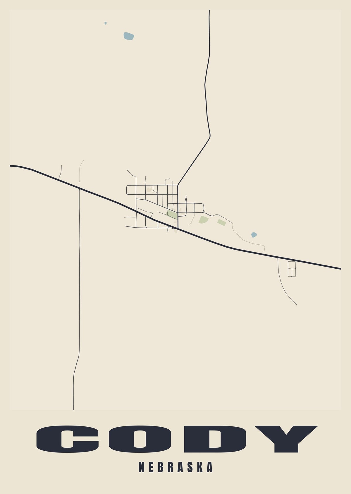 Street map poster of Cody, Nebraska