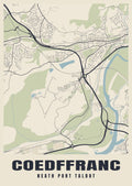 Street map poster of Coedffranc, Neath Port Talbot