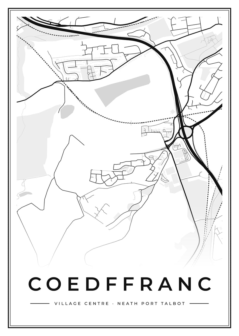 Coedffranc Village Centre Street Map Poster