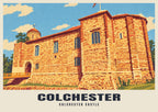 Colchester Castle poster, Retro Railway style