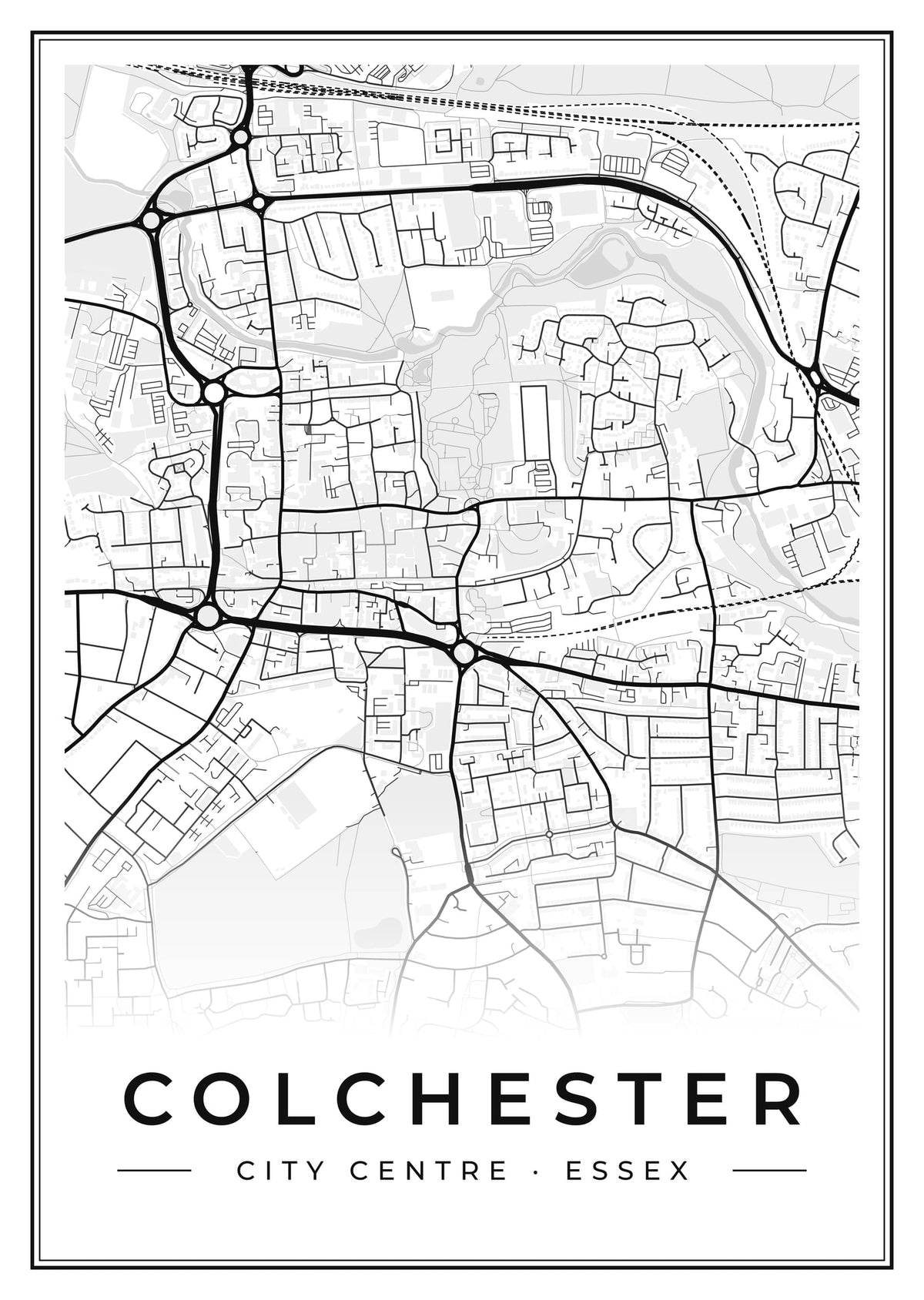 Street map poster of Colchester city centre, Essex