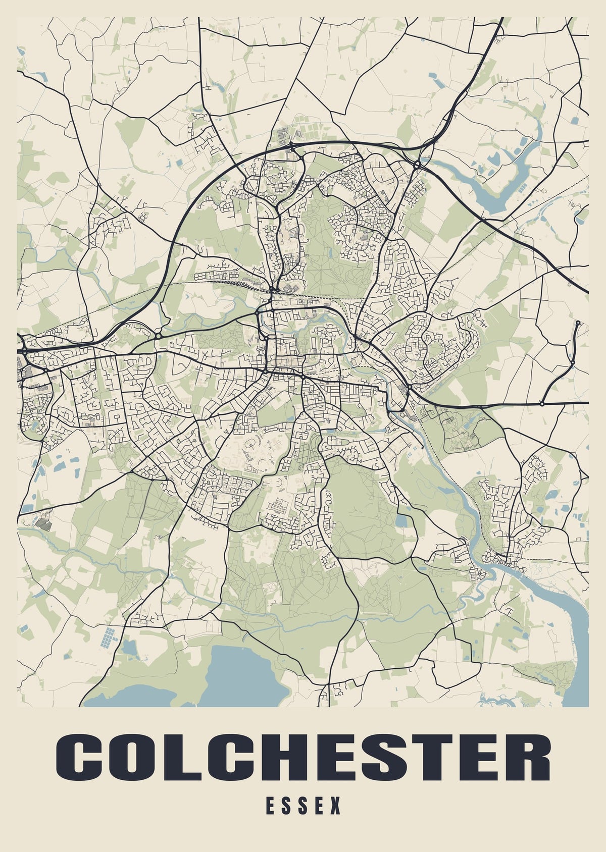 Street map poster of Colchester, Essex