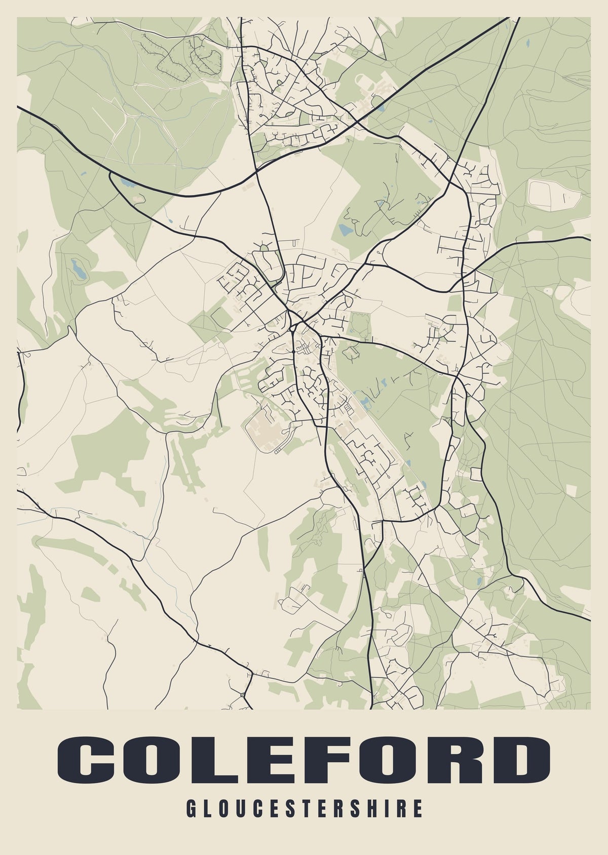 Street map poster of Coleford, Gloucestershire