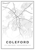 Street map poster of Coleford town centre, Gloucestershire