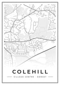 Street map poster of Colehill village centre, Dorset