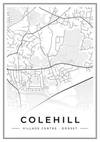 Street map poster of Colehill village centre, Dorset