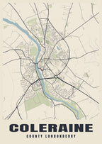 Street map poster of Coleraine, County Londonderry