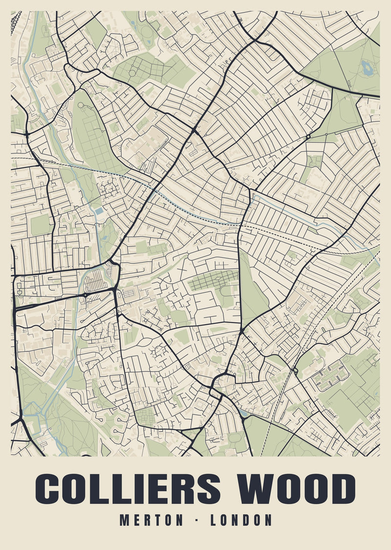Colliers Wood Heritage Street Map Poster