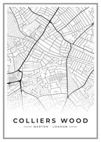 Street map poster of Colliers Wood, Merton, London