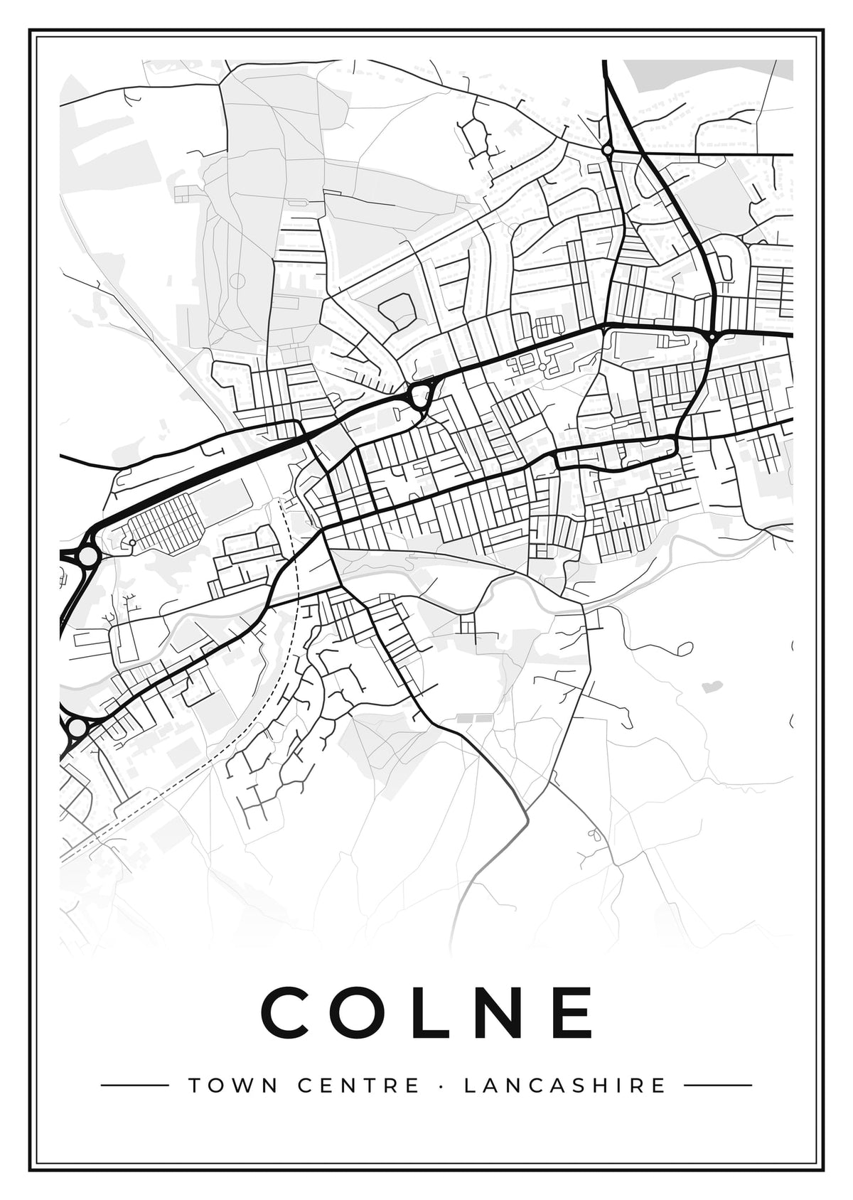 Street map poster of Colne town centre, Lancashire