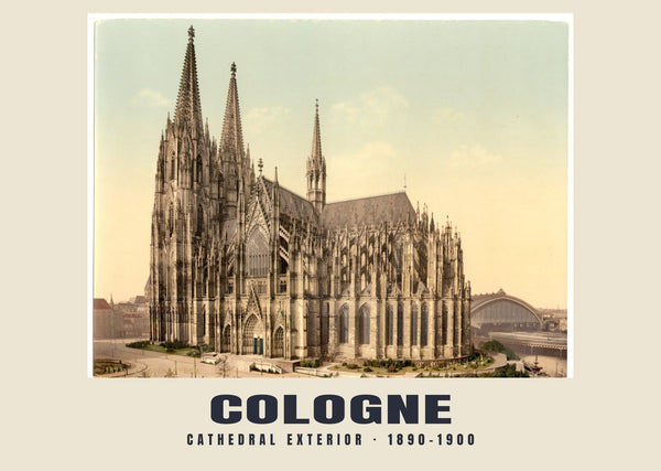 Buitenkant van de kathedraal, Keulen — 1890–1900 · Historische fotochroomprint