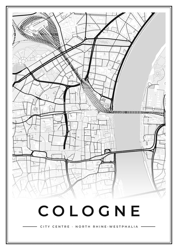 Cologne City Centre Street Map Poster