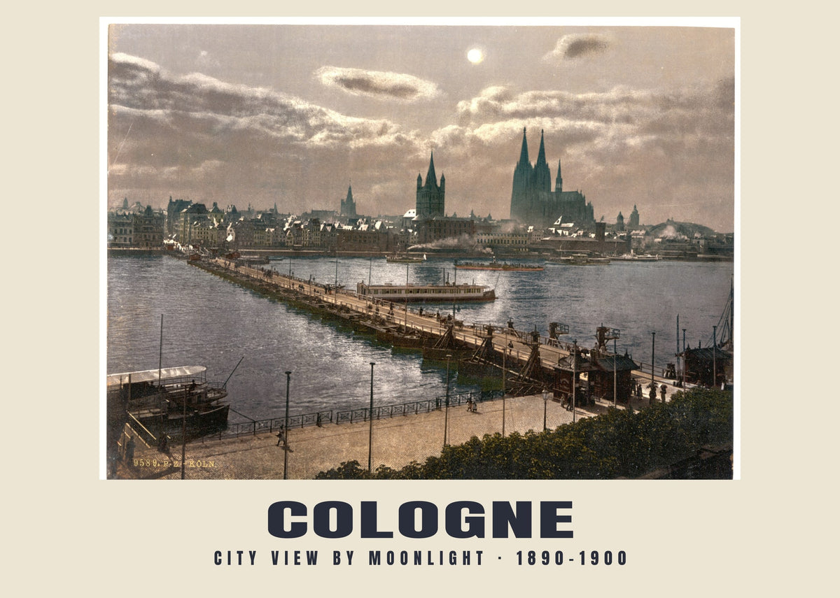 Stadsgezicht bij maanlicht, Keulen, 1890–1900