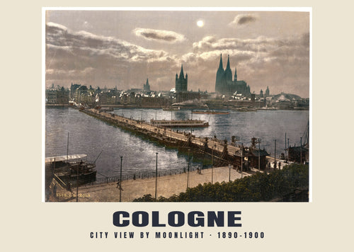 City View by Moonlight, Cologne, 1890–1900 heritage photograph