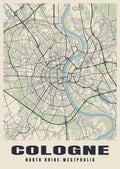 Street map poster of Cologne, North Rhine-Westphalia