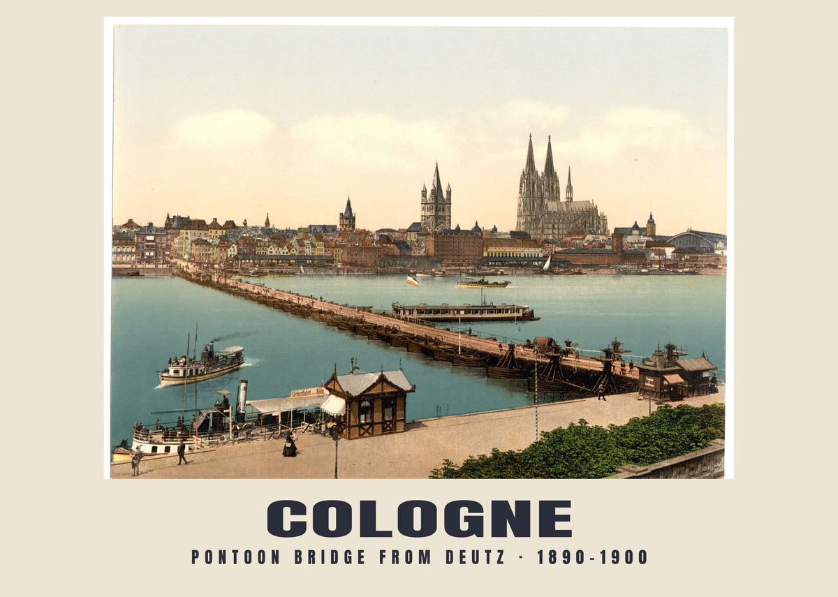 Pont flottant vu de Deutz, Cologne, 1890–1900