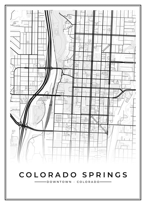 Colorado Springs Downtown Street Map Poster