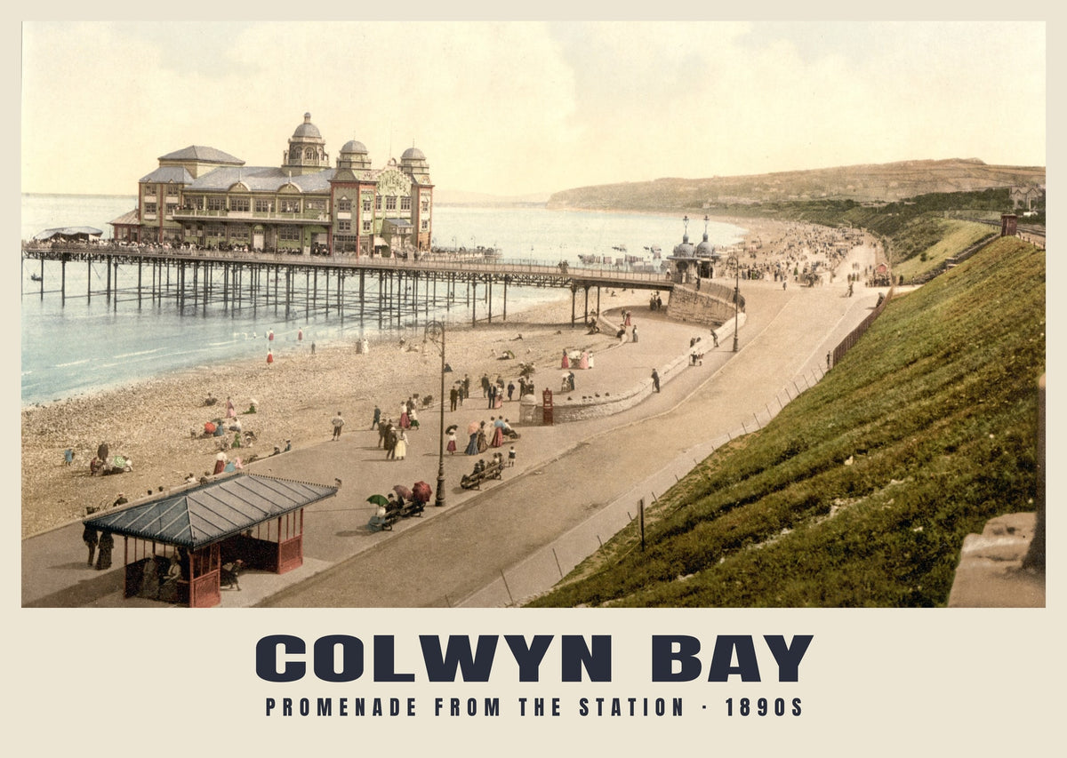 Promenade from the Station, Colwyn Bay, 1890s heritage photograph