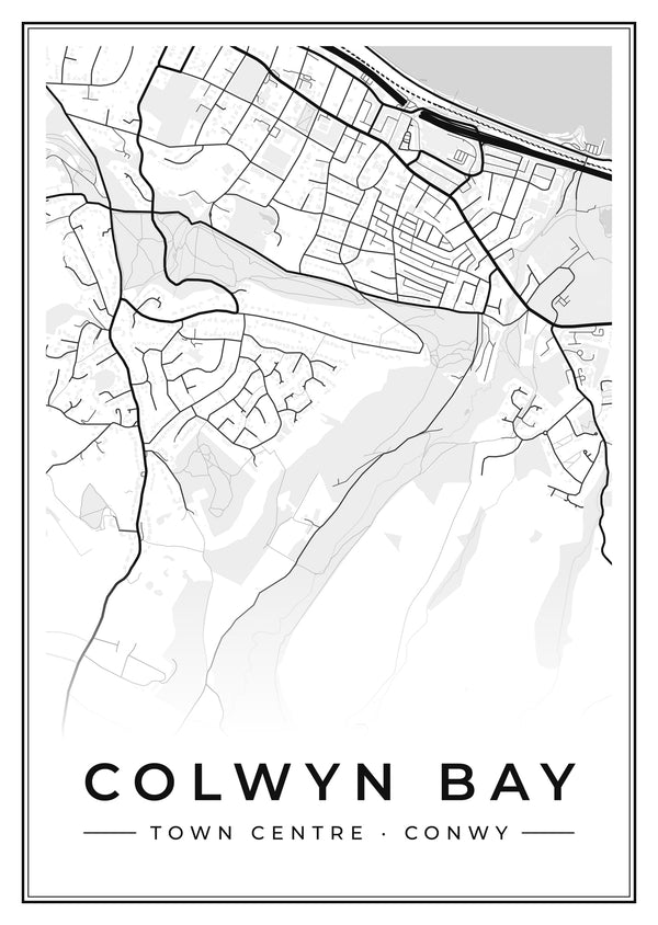 Colwyn Bay Town Centre Street Map Poster