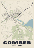 Street map poster of Comber, County Down