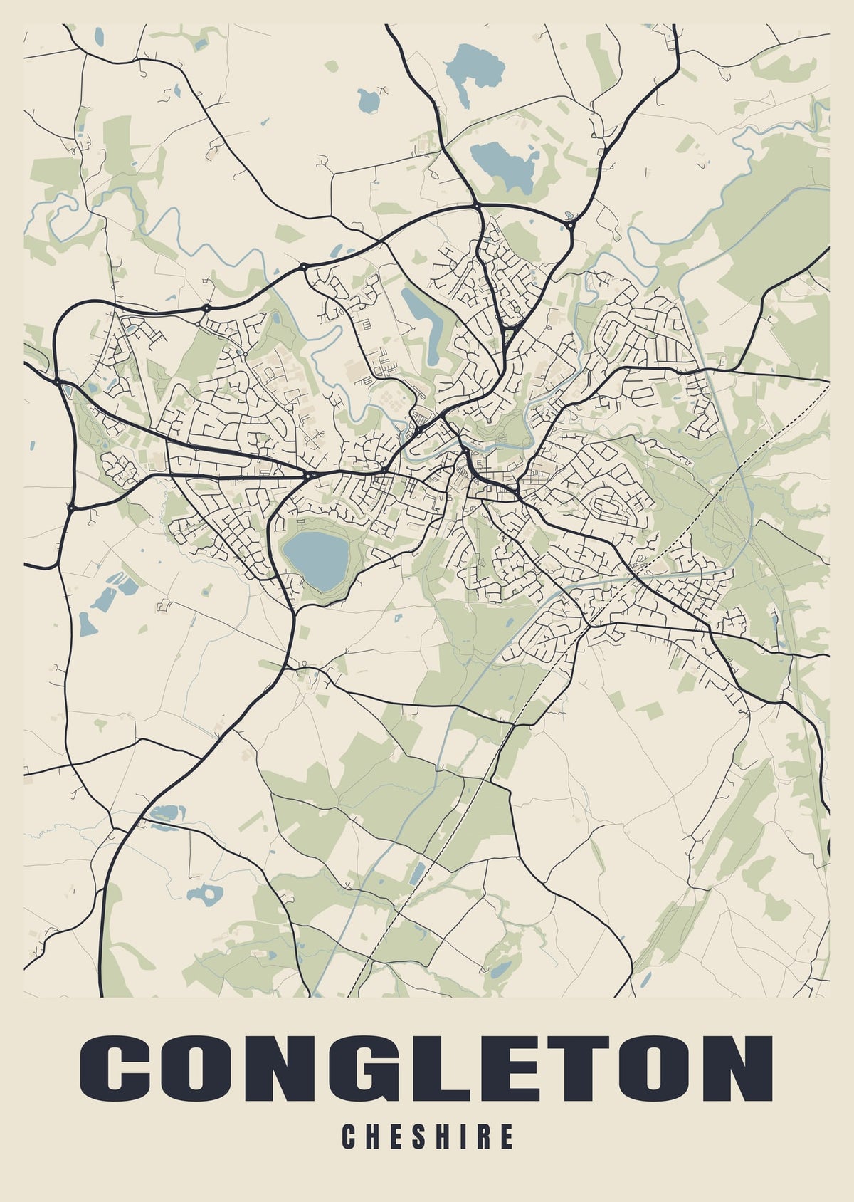 Street map poster of Congleton, Cheshire