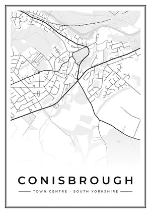 Conisbrough Town Centre Street Map Poster