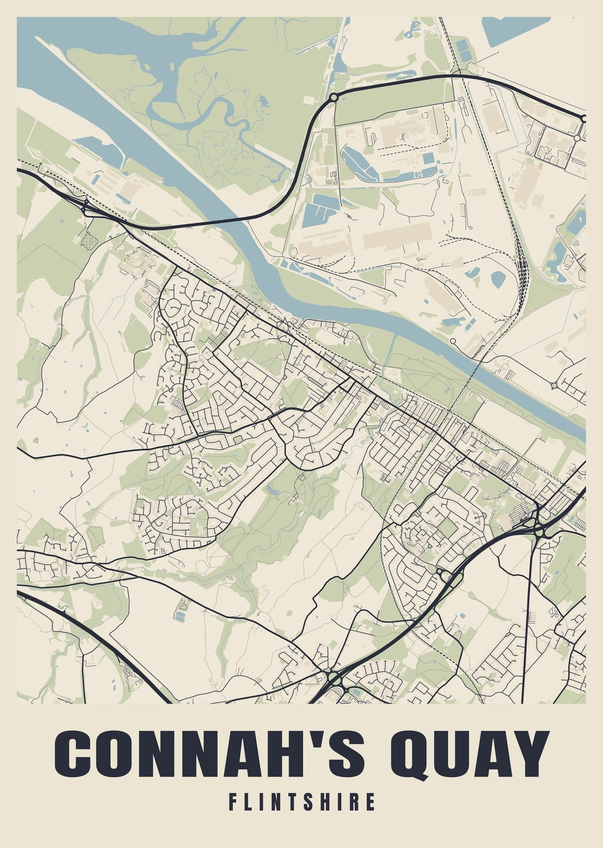 Street map poster of Connah's Quay, Flintshire