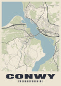 Street map poster of Conwy, Caernarfonshire