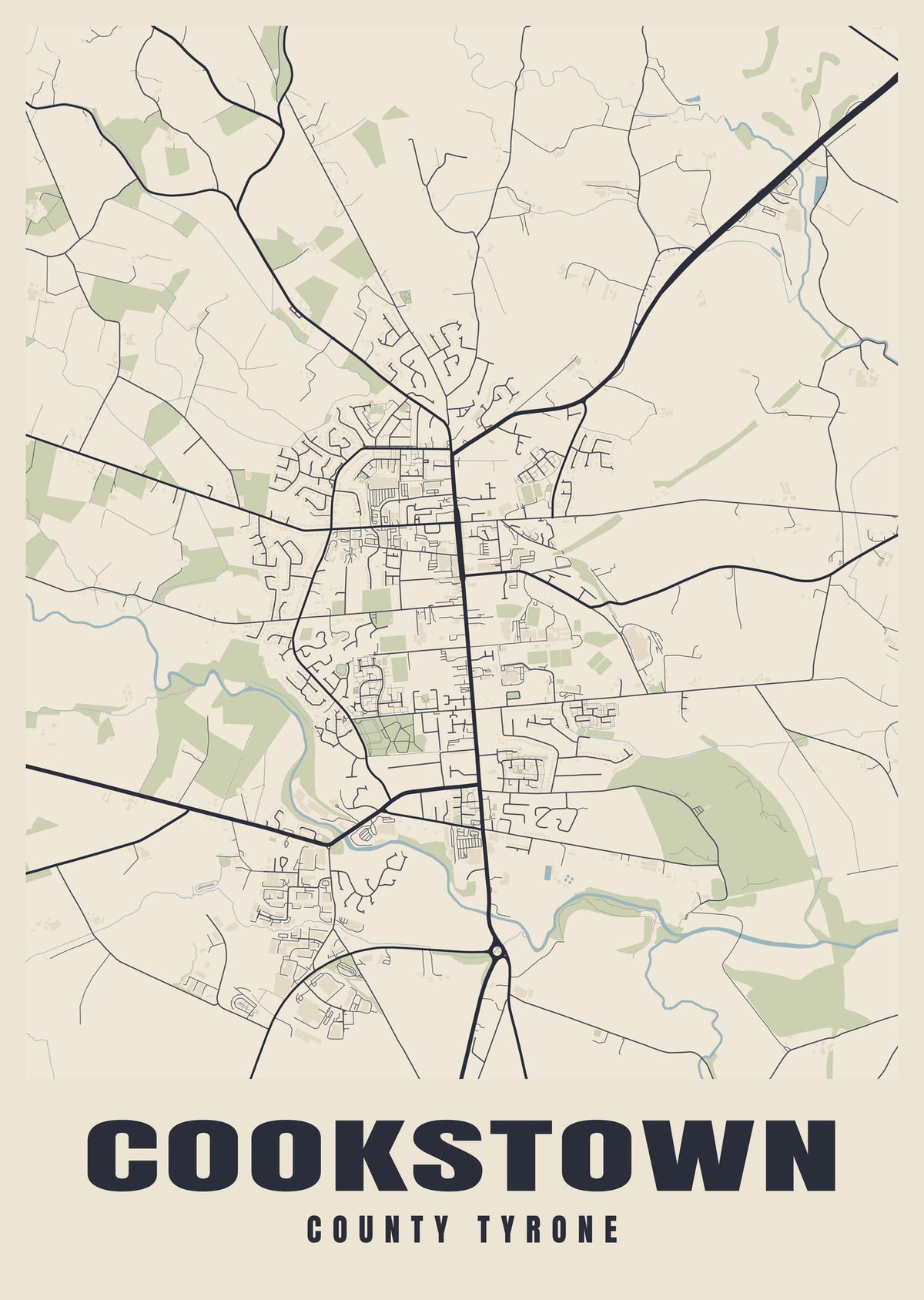 Street map poster of Cookstown, County Tyrone