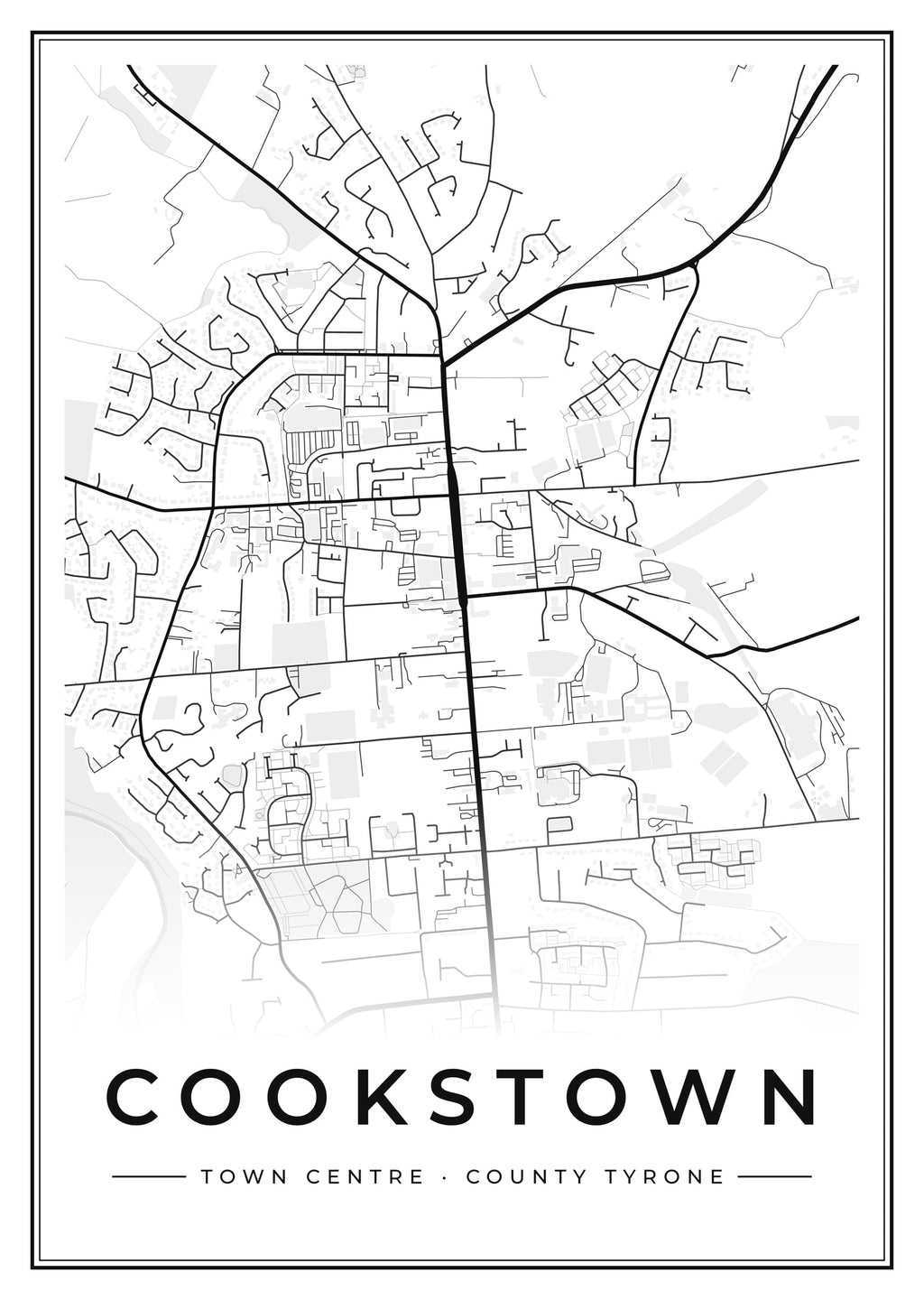 Street map poster of Cookstown town centre, County Tyrone