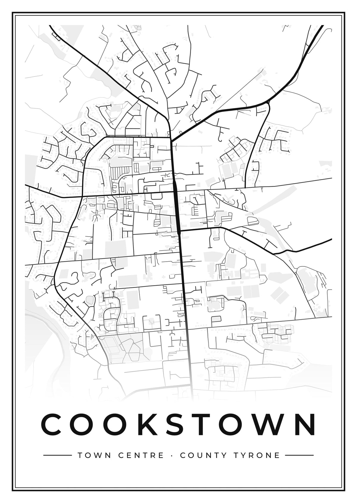 Street map poster of Cookstown town centre, County Tyrone