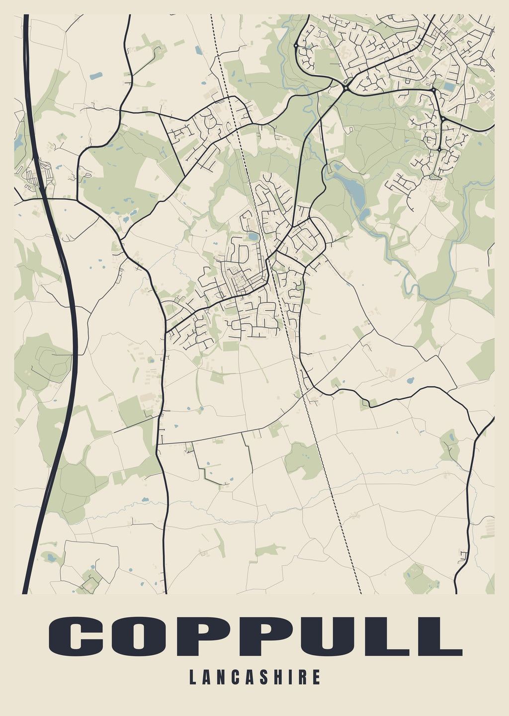 Street map poster of Coppull, Lancashire