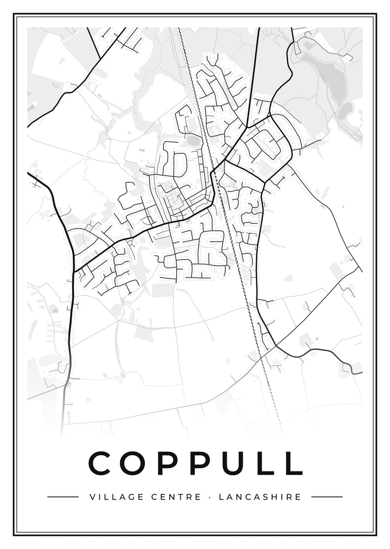 Coppull Village Centre Street Map Poster