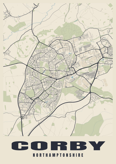 Corby Street Map Poster