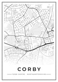 Street map poster of Corby town centre, Northamptonshire