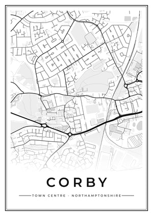 Corby Town Centre Street Map Poster