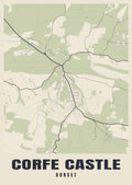 Street map poster of Corfe Castle, Dorset
