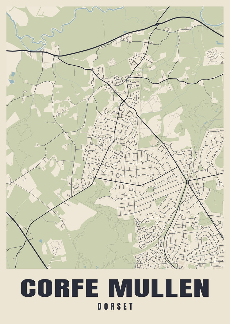 Corfe Mullen Street Map Poster
